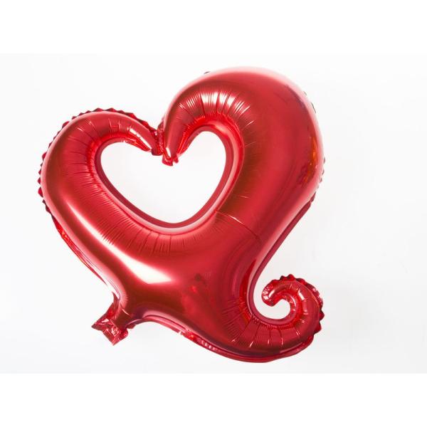 パーティー お祭り イベント デコ バルーン アルミ風船 18インチ 空心ハート模様 3個入#レッド