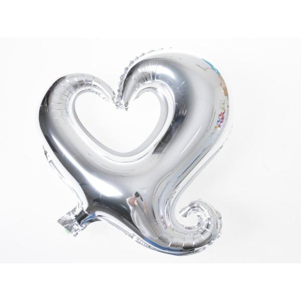 パーティー お祭り イベント デコ バルーン アルミ風船 18インチ 空心ハート模様 3個入#シルバ...