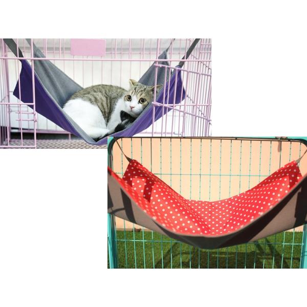 ペット 猫 犬 ハンモック ニャンモック 寝袋 柔らかい 四季兼用 Sサイズ#ドット×レッド