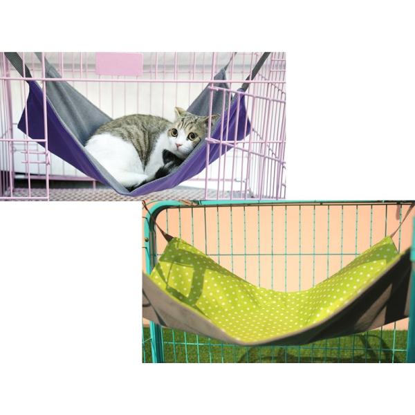 ペット 猫 犬 ハンモック ニャンモック 寝袋 柔らかい 四季兼用 Sサイズ#ドット×グリーン