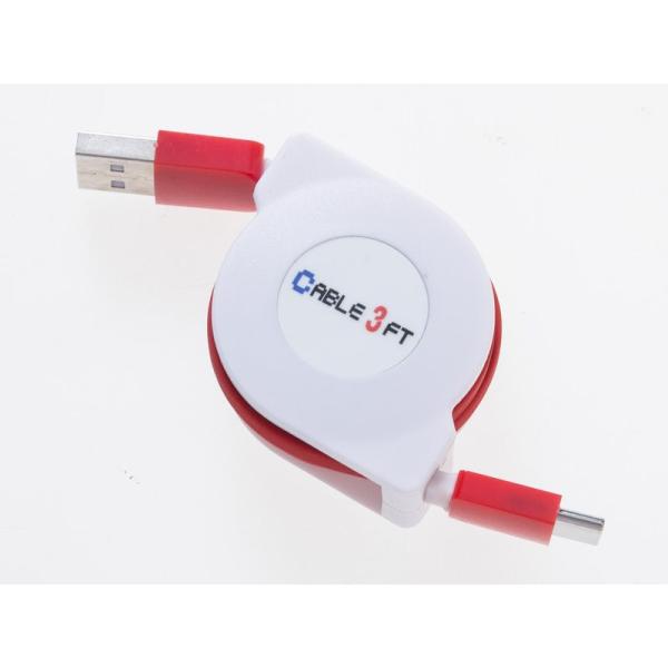 USBケーブル 巻き取り 伸縮タイプ USB TO USB TYPE-C 1メートル 充電 データ転...