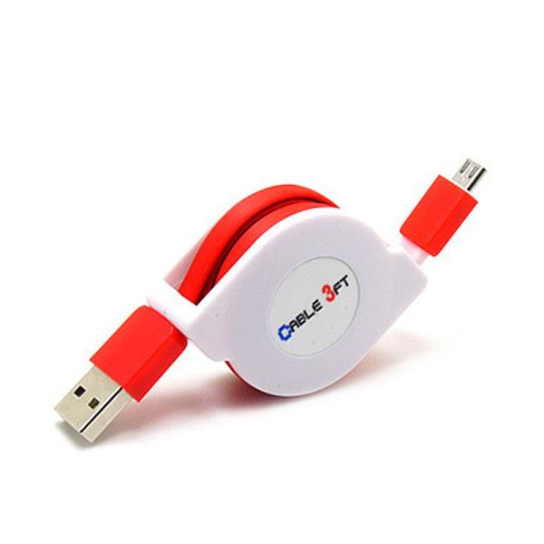 USBケーブル 巻き取り 伸縮タイプ MICRO USB TO USB 充電 データ転送 カラフル ...