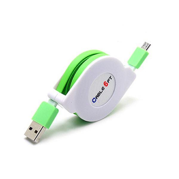 USBケーブル 巻き取り 伸縮タイプ MICRO USB TO USB 充電 データ転送 カラフル ...