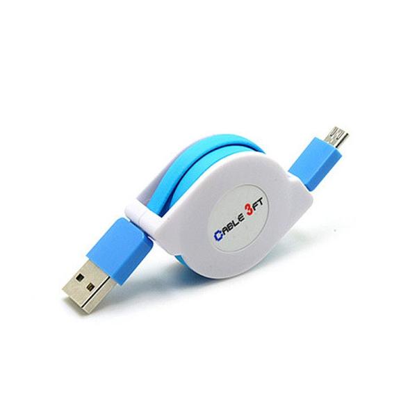 USBケーブル 巻き取り 伸縮タイプ MICRO USB TO USB 充電 データ転送 カラフル ...