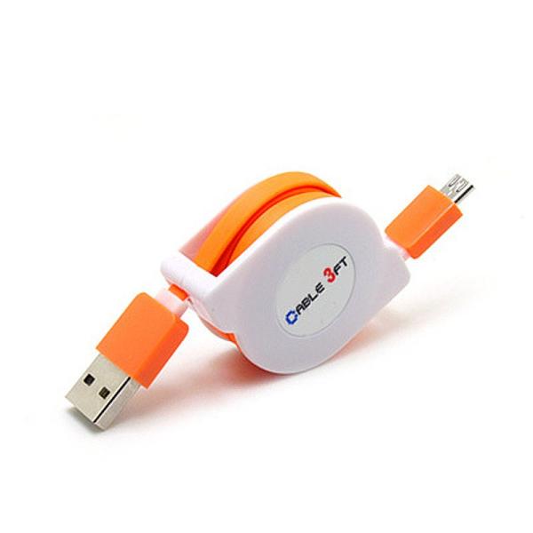 USBケーブル 巻き取り 伸縮タイプ MICRO USB TO USB 充電 データ転送 カラフル ...