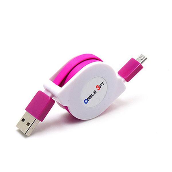USBケーブル 巻き取り 伸縮タイプ MICRO USB TO USB 充電 データ転送 カラフル ...