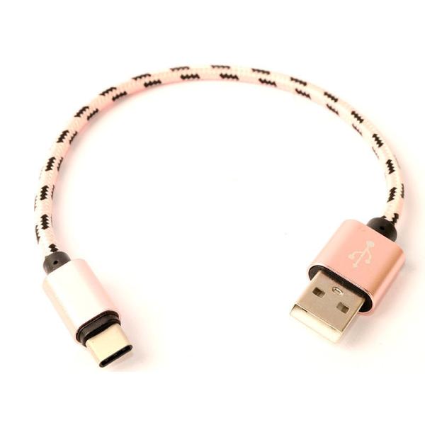USB TYPE Cオス TO USB オス 編み風ケーブル 充電 データ転送など 25CM#ローズ...