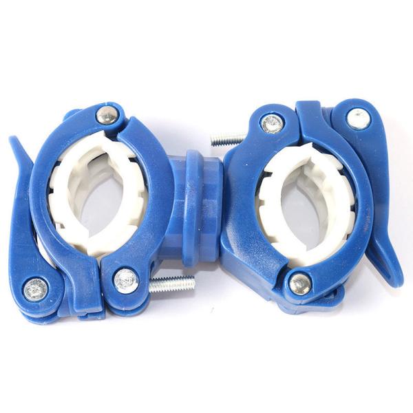 自転車 汎用タイプ 360度回転 調整可能 懐中電灯ホルダー ブラケット#ブルー+ホワイト