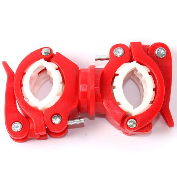 自転車 汎用タイプ 360度回転 調整可能 懐中電灯ホルダー ブラケット#レッド+ホワイト