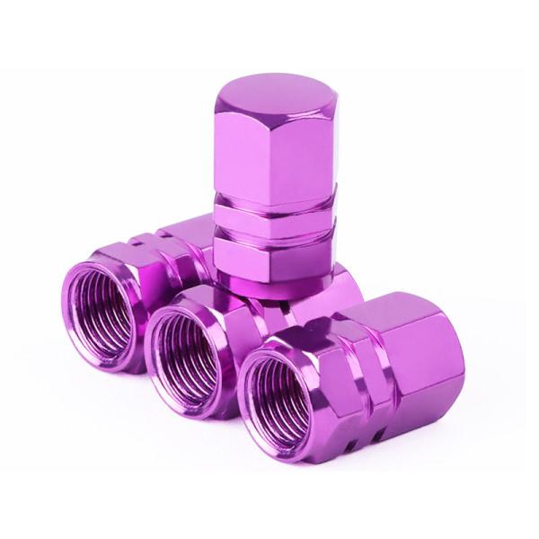 汎用タイプ 自動車用 六角形 バルブキャップ アルミ合金製 ４個セット#パープル