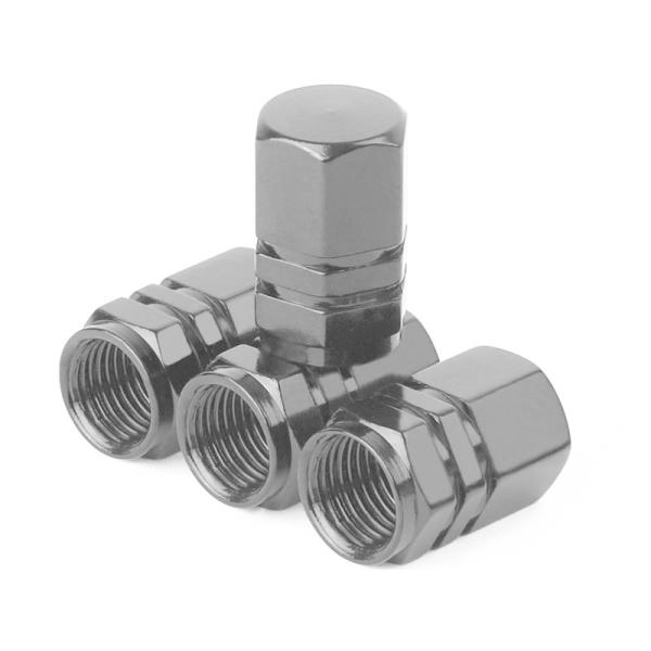 汎用タイプ 自動車用 六角形 バルブキャップ アルミ合金製 ４個セット#ブラック