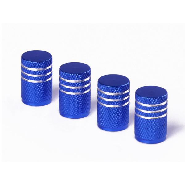 汎用タイプ 自動車用 丸形 バルブキャップ アルミ合金製 ４個セット#ブルー