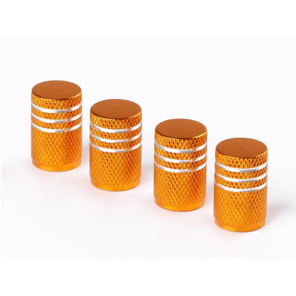 汎用タイプ 自動車用 丸形 バルブキャップ アルミ合金製 ４個セット#ゴールド