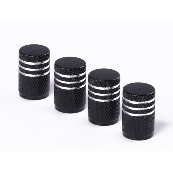 汎用タイプ 自動車用 丸形 バルブキャップ アルミ合金製 ４個セット#ブラック