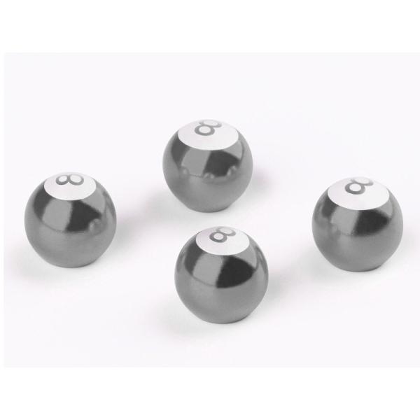 汎用タイプ 自動車用 8BALL バルブキャップ アルミ合金製 ４個セット#グレー