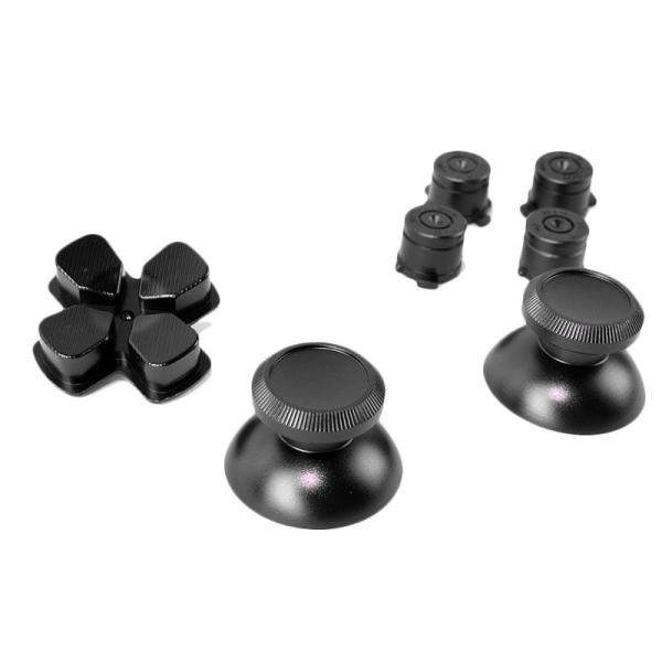 PS4用 コントローラー 交換用パーツ 金属製 ボタンセット ブレットボタン 7点セット#ブラック