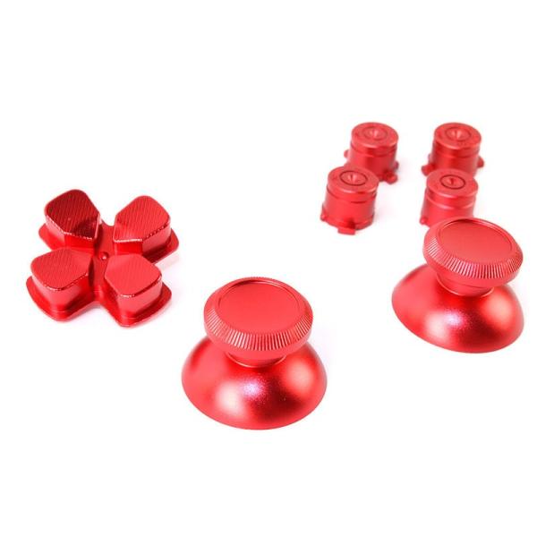 PS4用 コントローラー 交換用パーツ 金属製 ボタンセット ブレットボタン 7点セット#レッド