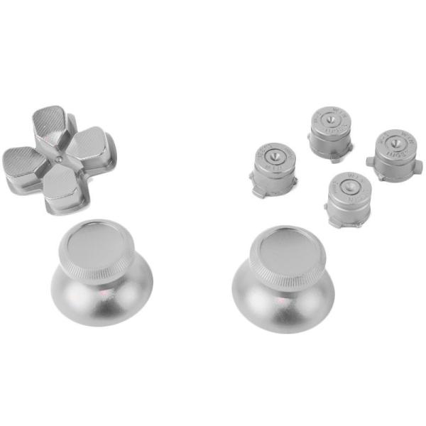 PS4用 コントローラー 交換用パーツ 金属製 ボタンセット ブレットボタン 7点セット#シルバー