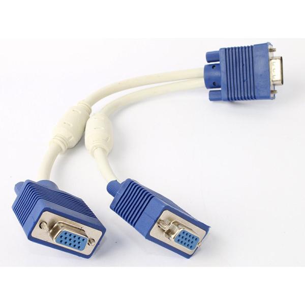 15PIN VGA オス TO VGA メス×2 変換ケーブル アダプタ