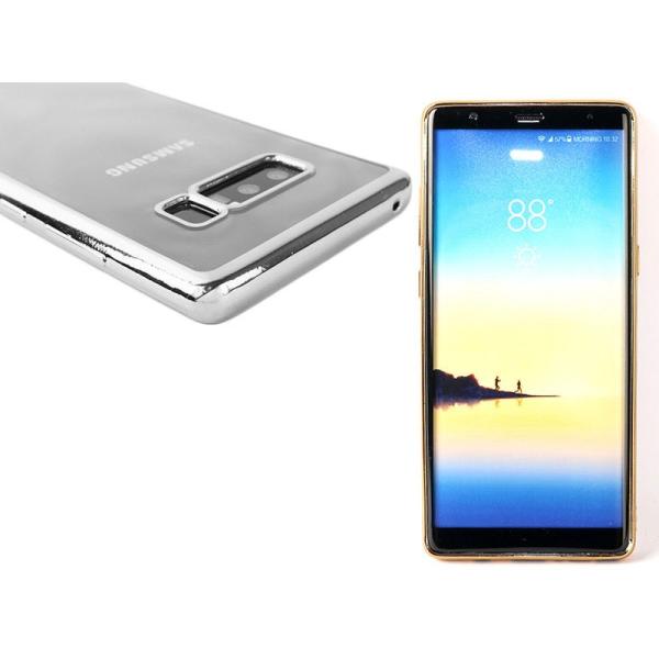 SAMSUNG GALAXY NOTE 8 SC-01K用 クロームメッキトリム TPU製 クリアソ...