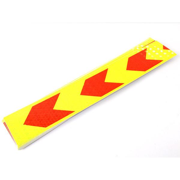 高輝度 事故防止 反射ステッカー シール カプセルプリズム型 20枚セット 矢印柄#レッドX蛍光黄