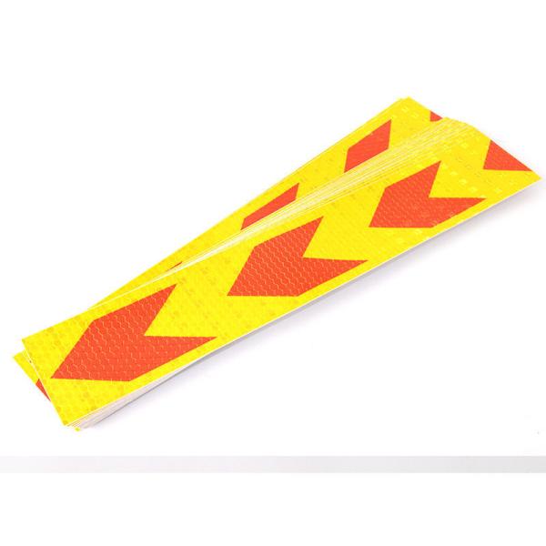 高輝度 事故防止 反射ステッカー シール カプセルプリズム型 20枚セット 矢印柄#レッドXイエロー