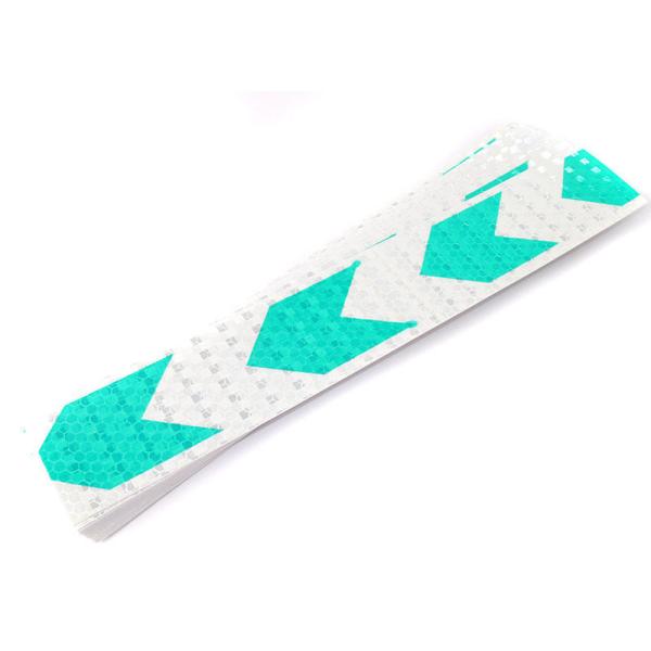 高輝度 事故防止 反射ステッカー シール カプセルプリズム型 20枚セット 矢印柄#グリーンXホワイ...