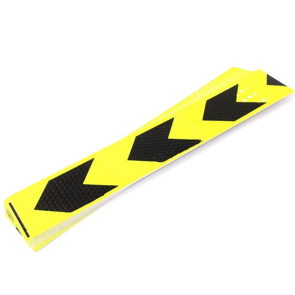 高輝度 事故防止 反射ステッカー シール カプセルプリズム型 20枚セット 矢印柄#ブラックX蛍光黄