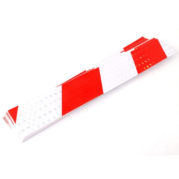 高輝度 事故防止 反射ステッカー シール カプセルプリズム型 20枚セット 斜め柄#レッドXホワイト