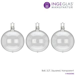 クリスマスツリー 飾り オーナメント INGE-GLAS MANUFAKTUR 透明クリア 8cm 3個入 (14141T071)｜pika-q