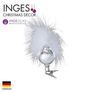 クリスマスツリー 飾り オーナメント INGE-GLAS MANUFAKTUR  鳥の飾り オーナメント 銀の鳥 スズメ 雀 小鳥 シルバー 5cm (10170S018)