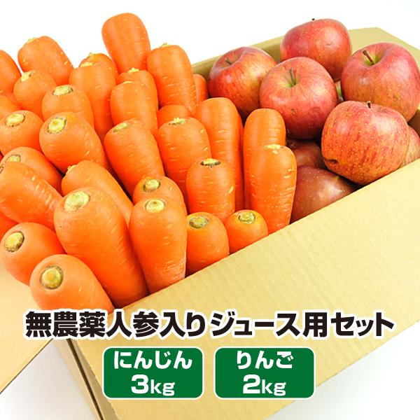 にんじん 人参 無農薬にんじん 野菜セット 人参3kg＋りんご2kg 訳あり ジュース用 人参ジュー...