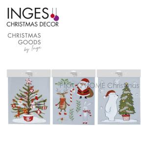 クリスマスツリー オーナメント INGE-GLAS GOODS ウインドウステッカー サンタクロース トナカイ 窓飾り 28.5cm［700000601］｜pikaqac2