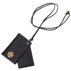 トリーバーチ カードケース TORY BURCH レザー キルティング ウィラ ロゴ ランヤード 首かけ IDケース 名刺入れ 定期入れ パスケース ブラック 151010｜pike-st