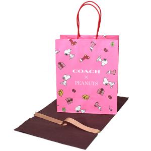 コーチ 紙袋 スヌーピー COACH ピーナッツ コラボ プリント ショップバッグ 純正紙袋 布袋 リボン付き ギフトキット プレゼント ピンクマルチ 20221029B｜pike-st