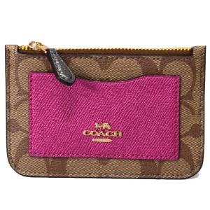 コーチ 小銭入れ COACH コーティングキャンパス クロスグレインレザー シグネチャー メタリック カラーブロック コインケース カードケース カーキマルチ 67545｜pike-st