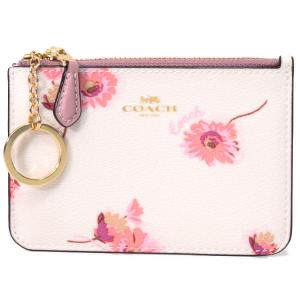 コーチ 小銭入れ COACH コーティングキャンバス スムースレザー マルチ フローラル 花柄 キーリング付き コインケース キーケース チャークマルチ 87793｜pike-st