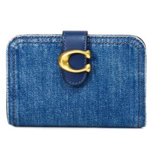 コーチ 財布 COACH デニム レザー タビー ロゴ コンパクト ウォレット 二つ折り財布 ディープブルー CAN58