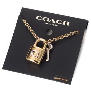 コーチ ネックレス COACH プレーテッドブラス パッド ロック 南京錠 キー ロゴ チャーム ペ...