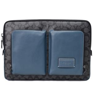 コーチ バッグ COACH コーティングキャンバス レザー シグネチャー ユーティリティー ラップトップ タブレット iPad macbook PCケース チャコール×デニム CE701｜pike-st