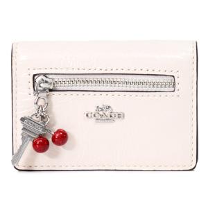 コーチ カードケース COACH グレイズドレザー さくらんぼ 鍵 チャーム付き スリム 二つ折り コインケース パスケース 定期入れ 名刺入れ チャーク CEZ23