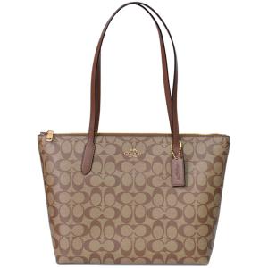 コーチ バッグ COACH コーティングキャンバス レザー シグネチャー ジップ トップ トートバッグ カーキ×サドル2 coach4455｜ブランド専門店 パイクストリート