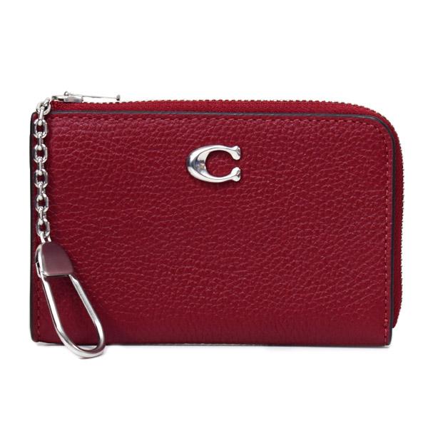 コーチ コインケース COACH ぺブルレザー エッセンシャル キーリング付き L字 ジップ ロゴ ...