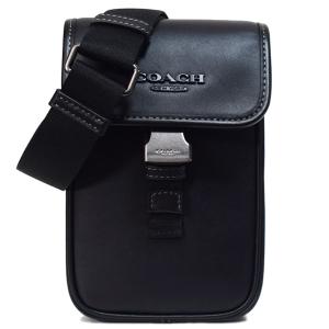 コーチ メンズ スマホショルダー COACH カーフレザー レーサー フォン クロスボディ ポーチ フラップ 斜めがけ ショルダーバッグ ブラック CT886