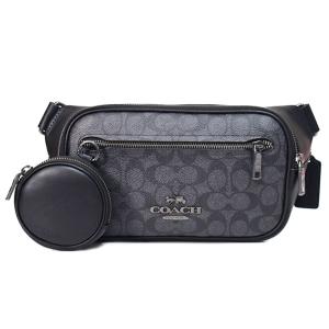 コーチ バッグ COACH コーティングキャンバス レザー シグネチャー エリアス コインケース付き ベルトバッグ 2way ワンショルダー チャコール×ブラック CZ400