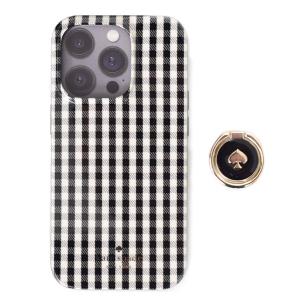 ケイトスペード iphoneケース katespade ポリウレタン リング ギンガムチェック チェック柄 スペード バンカーリング付き iPhone14pro専用 ブラックマルチ KC673｜pike-st