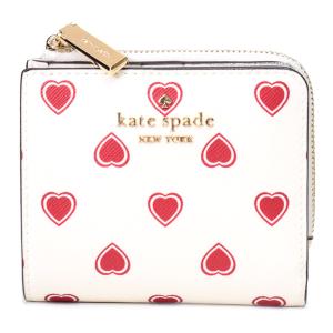 ケイトスペード 財布 katespade PVC レザー ハート プリント L字 ジップ コンパクト 二つ折り コンパクト財布 ウォレット 専用BOX付き クリームマルチ KF346｜pike-st