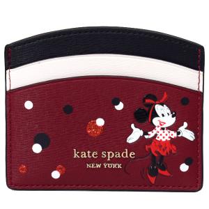 ケイトスペード カードケース katespade PVC ディズニー コラボ ミニーマウス ミッキーマウス ドット 水玉 グリッター カードホルダー レッドマルチ PWR00244｜pike-st