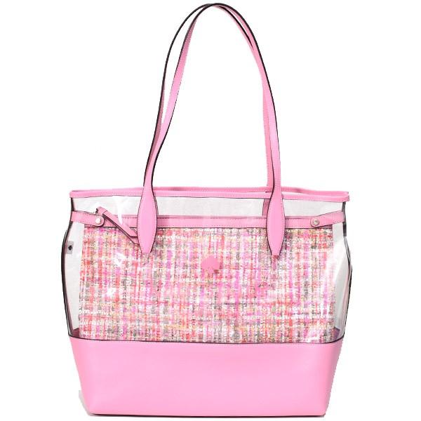 ケイトスペード バッグ katespade PVC ファブリック レザー アッシュ シースルー ツイ...