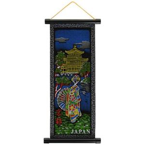 キャッスルエンタープライズ デザイン小物 マルチ 縦41×横18cm 日本のお土産 掛け軸 金閣寺舞妓 豆 SC101